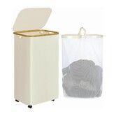 Laundry Basket With Wheels,110L Clothes Hamper For Laundry,Laundry Hamper With Lid And Inner Bag,For Laundry Room,Bedroom,Dormitory Storage,Beige