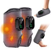 1 Pair Cordless Heating Vibration Foot Ankle Massager Rechargeable Dual Motor Hot Compress Ankle Calf Arm Wrap Massage Belt(Grey)