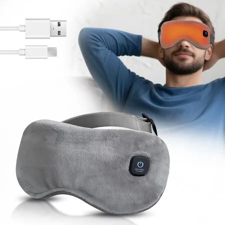 Heated Eye Mask Cordless Eye Mask for Dry Eyes and Fatigue 3 Heat Levels Rechargeable Warm Eye Compress with Adjustable Strap for Women Men,Sleep Travel