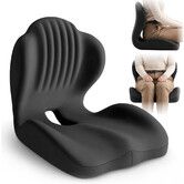 Ergonomic Lumbar and Seat Support Cushion,2 in 1 Memory Foam Cushion with Coccyx Hollow Design for Office Chair Home Use,Relieves Back & Hip Pressure Black