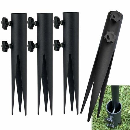 4 Pcs Steel Torch Stakes,Garden Stakes for Outdoor Lights,Metal Ground Spike Replacement Stakes for Solar Lights  Live Flame Torches