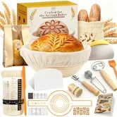 Sourdough Starter Kit Natural Rattan Proofing Basket with Full Accessories Sourdough Bread Baking Supplies for Bakers Women