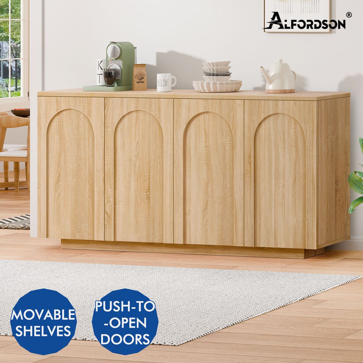 ALFORDSON Buffet Sideboard Storage Cabinet Cupboard Pantry Kitchen Doors Wood