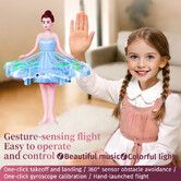 Flying Girl Hover Boomerang Play Toy,Inductive Obstacle Avoidance,Hand Controlled Mini Drone One-Button Takeoff ,Gyroscope,Music Function Color Blue