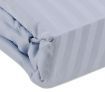 Luxury Queen Bed Size Fitted & Flat Sheet / Pillowcase Set - Blue Stripes 375TC Sateen 100% Egyptian Cotton