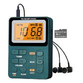 Portable Radio AM FM, Rechargeable Pocket Speaker with Best Reception Digital Tuning, MP3, Stereo Earphone for Jogging, Gym, Camping, Green
