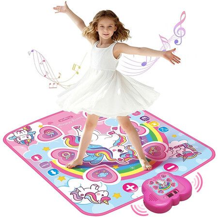 Unicorn Dance Mat Toy, Bluetooth Light-Up Musical Floor Mat with 4 Game Modes and Adjustable Volume, Birthday & Christmas for Girls