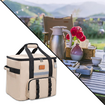Freshness Ice Pack Lunch Bag,Large Capacity Multi-Pocket Portable Handbag,Cooler Bag for Outdoor Picnic,Camping,Food Delivery,Back to School Khaki