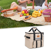 Freshness Ice Pack Lunch Bag,Large Capacity Multi-Pocket Portable Handbag,Cooler Bag for Outdoor Picnic,Camping,Food Delivery,Back to School Khaki