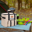 Freshness Ice Pack Lunch Bag,Large Capacity Multi-Pocket Portable Handbag,Cooler Bag for Outdoor Picnic,Camping,Food Delivery,Back to School Khaki