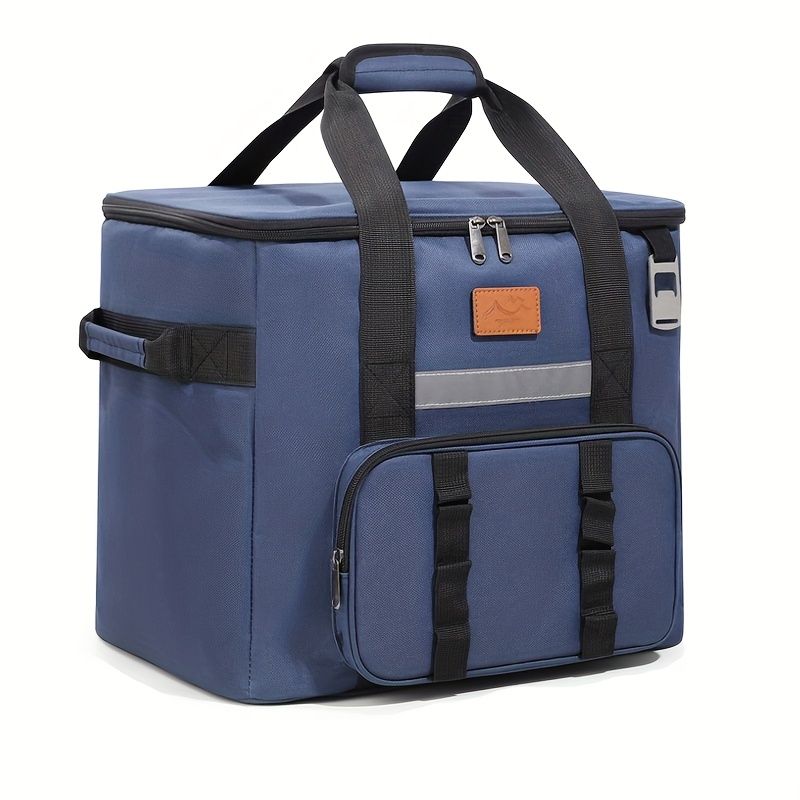 Freshness Ice Pack Lunch Bag,Large Capacity Multi-Pocket Portable Handbag,Cooler Bag for Outdoor Picnic,Camping,Food Delivery,Back to School Col Navy