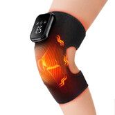 Cordless Heated Knee Massager,Rechargeable Knee Heating Pad Brace with 3 Vibration,Heating Modes 15min Auto Off Adjustable Extended Strap