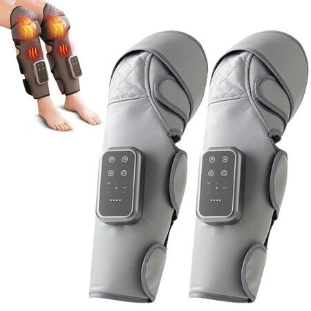 Cordless Leg Massager for Circulation,Air Compression Calf Knee Foot Massager with Heating,3 Modes,Adjustable Intensity 2Pack