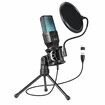 USB Podcast Microphone PC Mic Computer Condenser Tripod Stand Pop Filter RGB Gaming YouTube Streaming Omnidirectional Recording Laptop Plug and Play