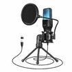 USB Podcast Microphone PC Mic Computer Condenser Tripod Stand Pop Filter RGB Gaming YouTube Streaming Omnidirectional Recording Laptop Plug and Play