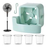 Fan Mist Cooling Adapter, Floor Fans Cooler, 4.33x3.54x3.54 inches Adorable Portable Ice Box Attachment, Hangable Cooling Accessories, Blue