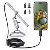 USB C Digital Microscope, 10X to 200X Magnification Portable Camera with 8 LED Lights, Handheld Rotating Metal Stand for Coin, Electronic