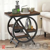 Sofa Bed Side Table with Charging Station Hall Entry Lamp Laptop Desk Coffee Couch Nightstand Open Book Shelves Storage Stand Living Sitting Bedroom