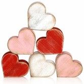 Wooden Valentine's Day Decorations Indoor,Wood Blocks Tiered Tray Decor Set of 6,Red Pink White Valentine Decoration