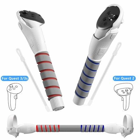 3 in 1 Gorilla Tag Long Arms for Meta Quest 3S/3 and Oculus Meta Quest 2,Golf Club Extension Grips for VR Sticks Controller Accessories