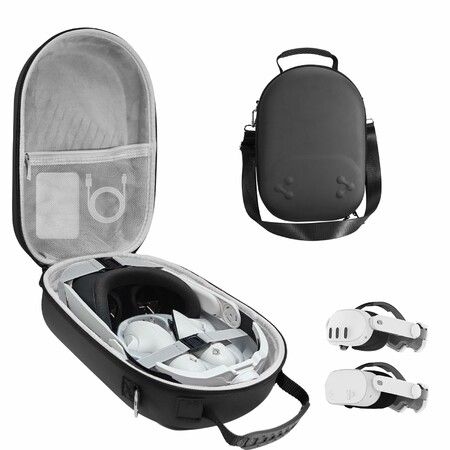 Carrying Case Compatible with Oculus Meta Quest 3/3S,VR Headset Elite Strap and Touch Controller Accessories Carry Case,Hard Shell Travel Storage Bag Black