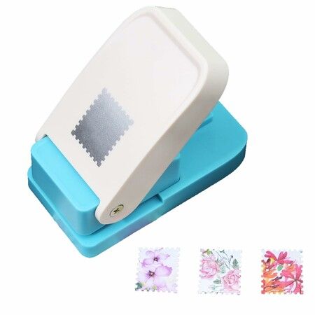 1X0.8inch Rectangular Postage Stamp Punch,Scalloped Rectangle Lever Action Craft Punch for Paper Crafting Scrapbooking DIY Card Making Arts Crafts Supplies