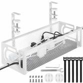 Under Desk Cable Management Tray,Cable Organizer,Cable Management Box,For Desk,Under Desk Storage For Office Home Desk Cable Raceway (White)