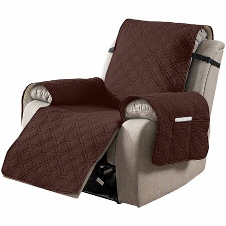 100% Waterproof Recliner Chair Covers, 28 inch Recliner Cover Non Slip Dog Chair Cover Furniture Protector, Elastic Straps for Pets, Dogs, Coffee