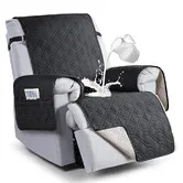 100% Waterproof Recliner Chair Covers, 28 inch Recliner Cover Non Slip Dog Chair Cover Furniture Protector, Elastic Straps for Pets, Dogs, Black
