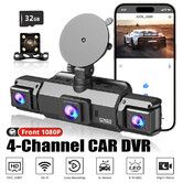 4 Channel Dash Cam 360 Degree View,FHD Front and Rear Inside,Left Right Dash Camera for Cars,8 IR Lamps Night Vision,G-Sensor Parking Mode Loop Recording