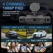 4 Channel Dash Cam 360 Degree View,FHD Front and Rear Inside,Left Right Dash Camera for Cars,8 IR Lamps Night Vision,G-Sensor Parking Mode Loop Recording