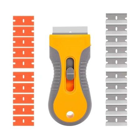 Razor Blade Scrape with 20pcs Extra Blades, Scraper Tool, Razor Blade Retractable, Paint Stripping Tool, Cleaning Tool for Removing Labels, Stickers