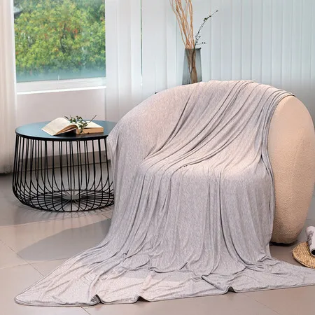 Size150*200cm Cooling Blanket Bamboo Fiber Summer Cold Breathable Lightweight Bed Throw Soft Touch Ice Silk Cool Birthday Gift COL Gray