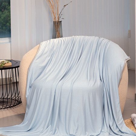 Size 150*200cm Cooling Blanket Bamboo Fiber Summer Cold Breathable Lightweight Bed Throw Soft Touch Ice Silk Cool Birthday Gift COL Lt.Blue