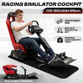 Racing Simulator Cockpit Sim Steering Wheel Stand Gaming Chair Foldable Adjustable Seat Logitech Thrustmaster MOZA PXN SIMAGIC Xbox PS4 PS5 Accessory