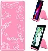 Airplane Travel Essentials for Flying Flex Flap Cell Phone Holder and Flexible Tablet Stand for Desk, Bed, Treadmill, Home and Airplane, Pink