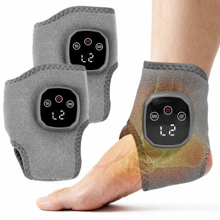 Foot Massager 2 in 1 Warming Wrap Relax & Renew Foot & Ankle Massager with 3 Modes & 4 Heat Levels,Portable for Home or Travel 2pack