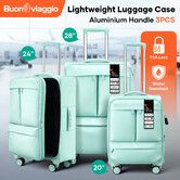 3 Piece Luggage Suitcase Set Soft Sided Carry On Spinner Travel Case Cabin Traveller Bags Expandable Travelling TSA Lock Trolley Rolling Hand Baggage