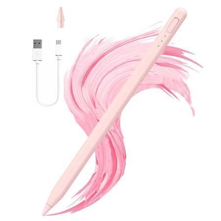 Stylus Pen for iPad11 and 10thGen, 14Mins Faster Charge, with Pencil Holder, Palm Rejection, Tilt Sensitivity, for iPad, Pink