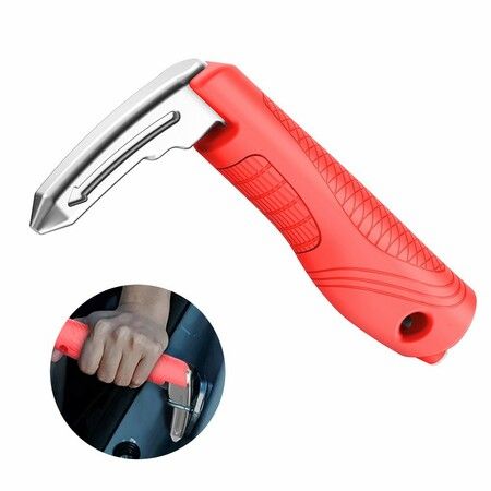 Multifunction Car Handle Assist for Elderly, 3 in 1 Automotive Door Assist Handle with Emergency Window Breaker & Safety Whistle (Red)