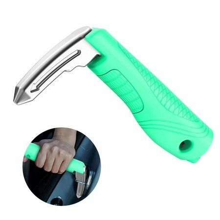 Multifunction Car Handle Assist for Elderly, 3 in 1 Automotive Door Assist Handle with Emergency Window Breaker & Safety Whistle (Green)