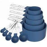 Measuring Cups Spoons Set,Stackable Cups And Spoons,Nesting Measure Cups With Stainless Steel Handle,Kitchen Gadgets For Cooking Baking Color Blue