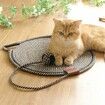 Cat Scratcher Mat Natural Cotton Rope Scratch Pad 15.7in Round Horizontal Floor Scratching Pads for Indoor Cats,Furniture Protector for Wall,Sofas(Black)