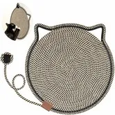 Cat Scratcher Mat Natural Cotton Rope Scratch Pad 15.7in Round Horizontal Floor Scratching Pads for Indoor Cats,Furniture Protector for Wall,Sofas(Black)