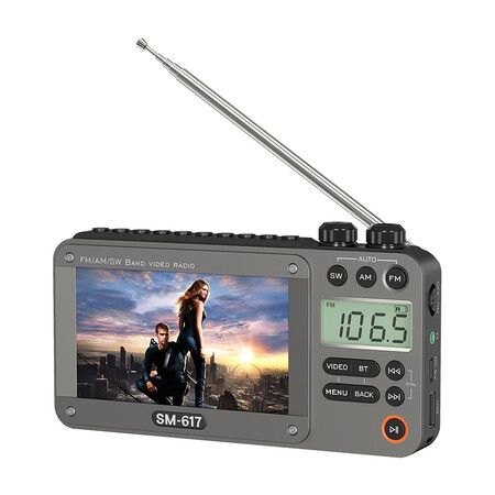 720p 4.3 inch Screen AM FM SW Movie Video Radio with Bluetooth, Rechargeable Pocket Digital Movie Video Player Radio for Travel Gifts