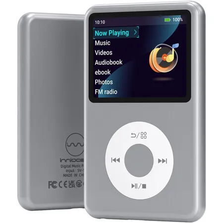 MP3 Player with Bluetooth Portable Music Digital Players Supports Playlist Audiobook Video Nice Gadget for Kids Silver