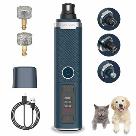 Electric Nail Filer,Nail Cutter for Dog with 2 LED Lights,3 Speeds Adjustment Intelligent Display,Low Noise for Dogs Cats Nail Clippers