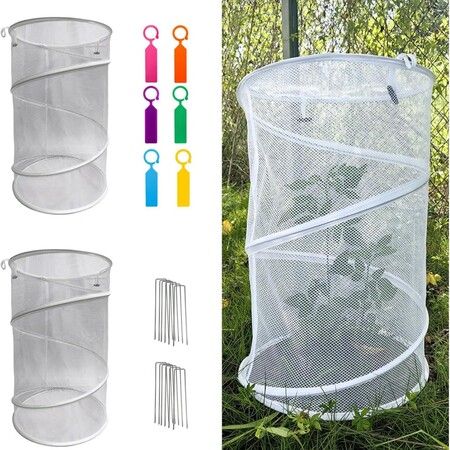 Pop Up Plant Covers 3 Pack Instant Garden Protection with 12 Pins 18 Labels,Insect Bird for Vegetables Flowers Seedlings Reusable Easy Setup(White)