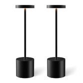 2Pcs Cordless Table Lamps, Rechargeable 1200mAh Battery Powered Outdoor Table Lamps for Restaurant, Patio, Bedroom, Bedside Night Lamp, Black