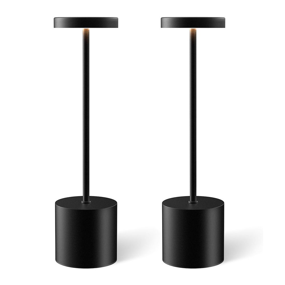 2Pcs Cordless Table Lamps, Rechargeable 1200mAh Battery Powered Outdoor Table Lamps for Restaurant, Patio, Bedroom, Bedside Night Lamp, Black